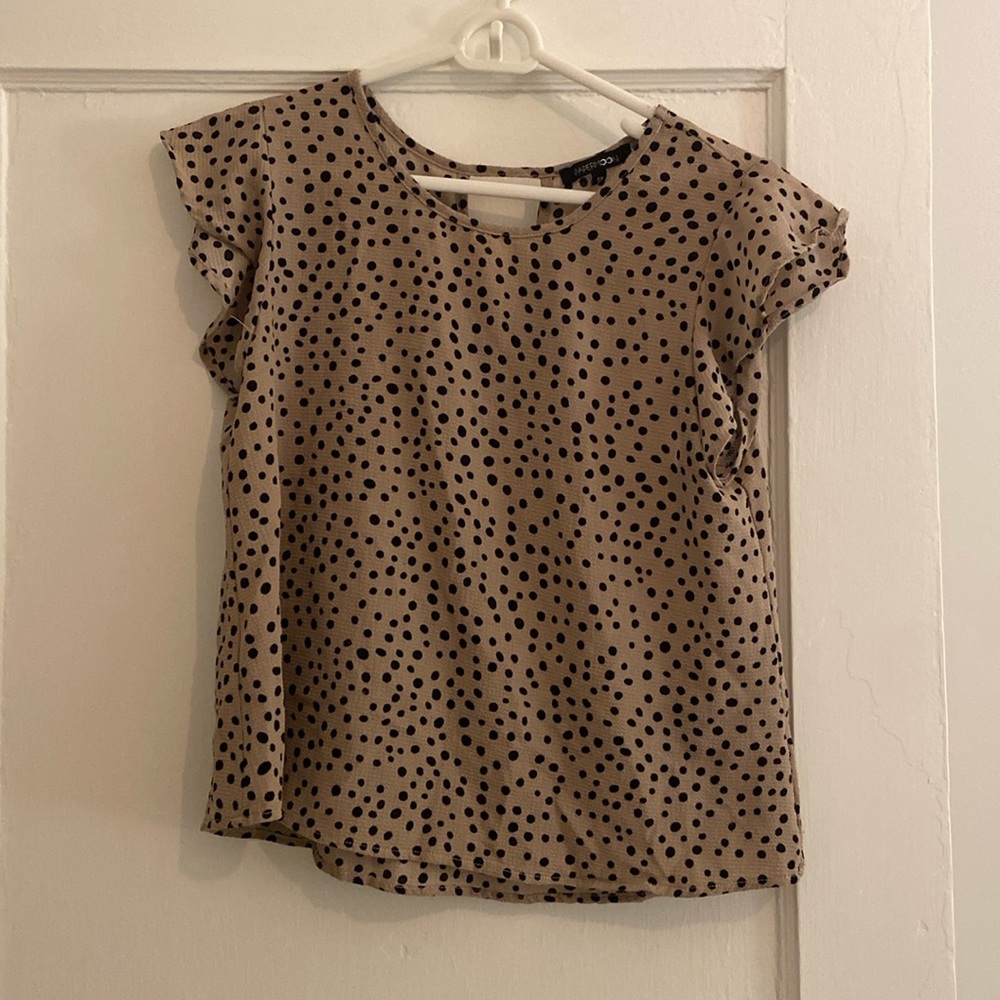 Mauve with black polka dots short sleeve T